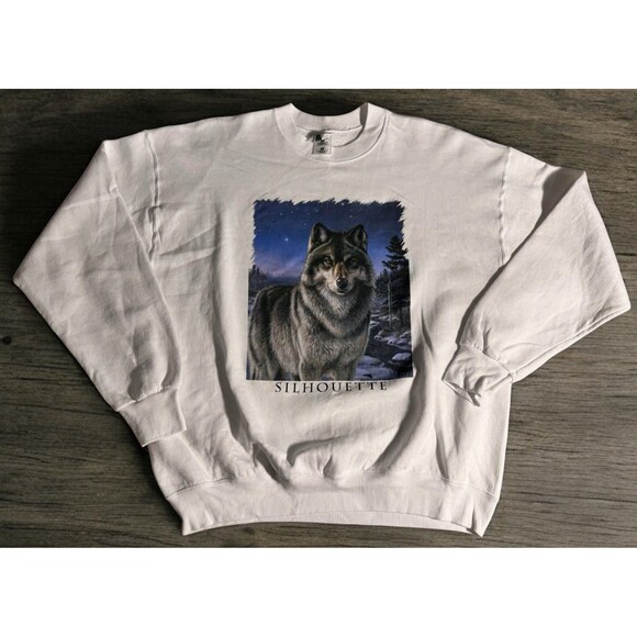 VTG Fruit of the Loom Wolf Silhouette Pullover Sweatshirt XL USA by Air waves - Picture 1 of 10